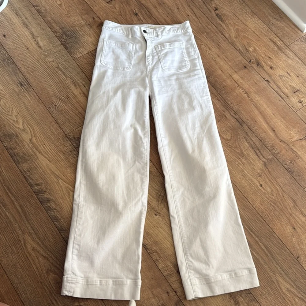 Ann Mashburn Coco Patch Pocket Jean White Stretch Denim Size 26 - Picture 7 of 10